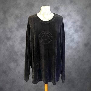 Vintage Nike Black Velour Long Sleeve Tee – Late 1990s to Early 2000s (XXL)
